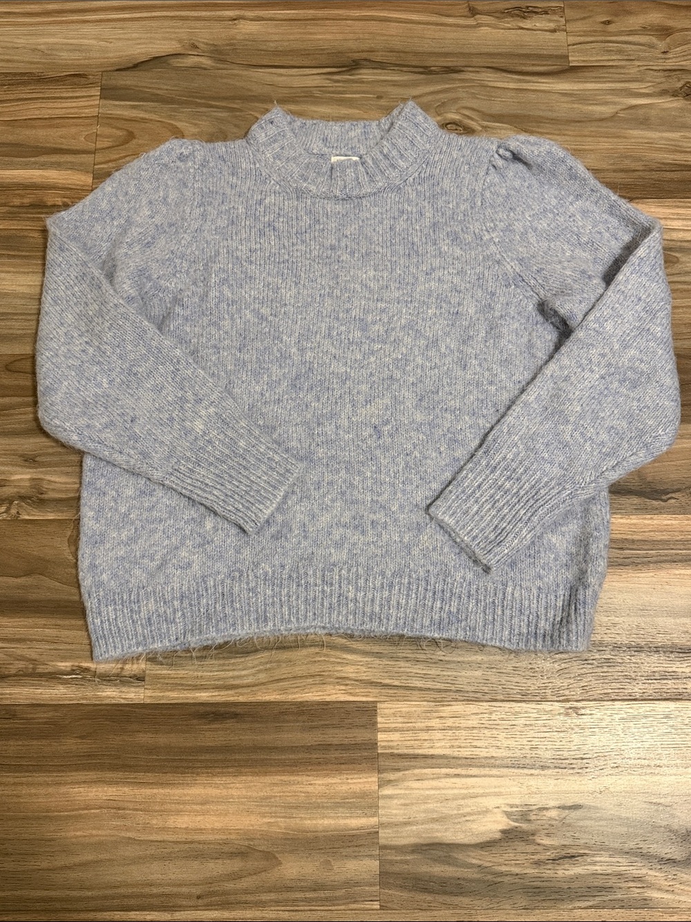 J CREW Mock Neck Sweater Supersoft Wool/Alpaca Blend Yarn Blue Heather Women XXL